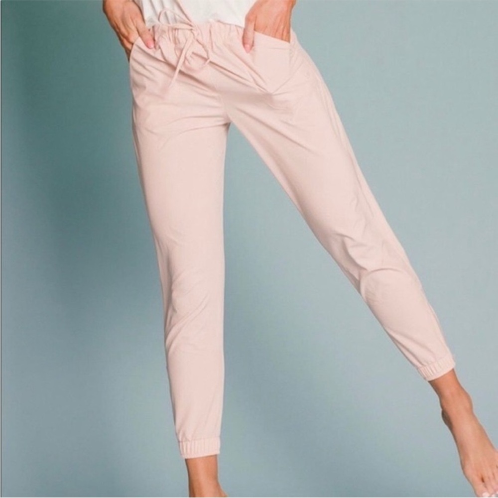 Albion Fit Jet Setter Blush Pink Joggers Zipper Ankle